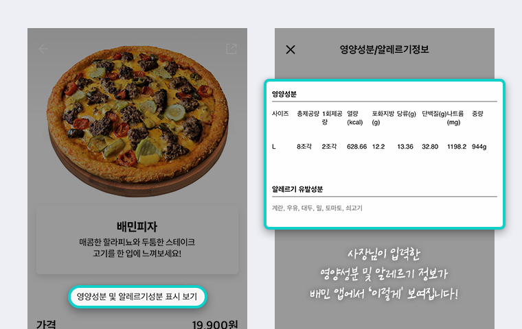 프랜차이즈 영양성분